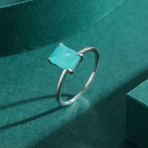 Emerald green/turquoise stone ring/Statement ring/Minimalist silver ring.